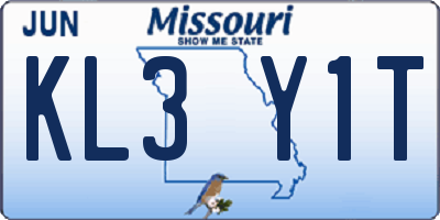 MO license plate KL3Y1T