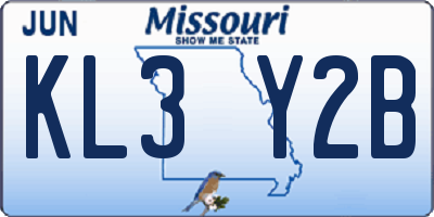 MO license plate KL3Y2B