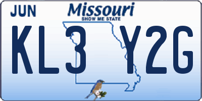 MO license plate KL3Y2G