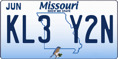MO license plate KL3Y2N