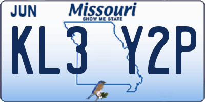 MO license plate KL3Y2P