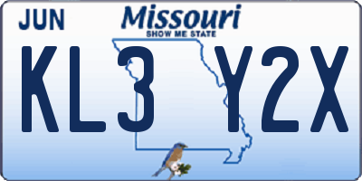 MO license plate KL3Y2X