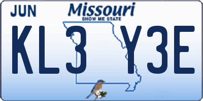 MO license plate KL3Y3E