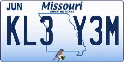 MO license plate KL3Y3M