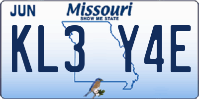 MO license plate KL3Y4E