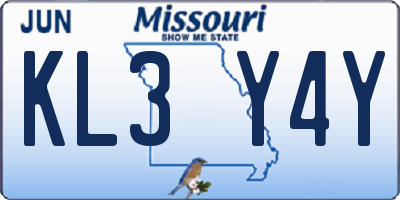 MO license plate KL3Y4Y