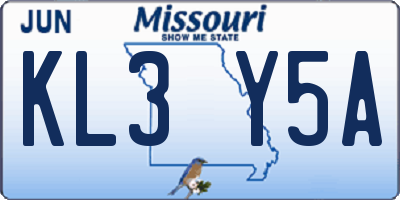 MO license plate KL3Y5A