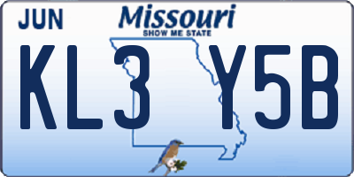MO license plate KL3Y5B