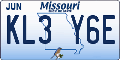MO license plate KL3Y6E