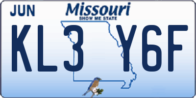 MO license plate KL3Y6F