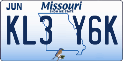 MO license plate KL3Y6K