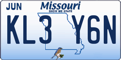 MO license plate KL3Y6N