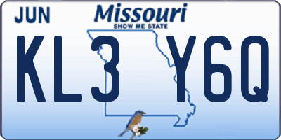 MO license plate KL3Y6Q