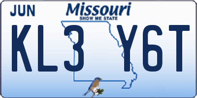 MO license plate KL3Y6T