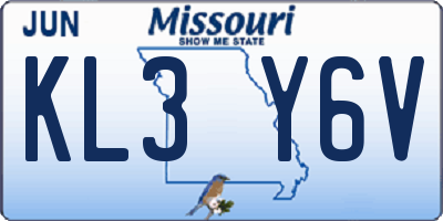 MO license plate KL3Y6V