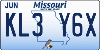 MO license plate KL3Y6X