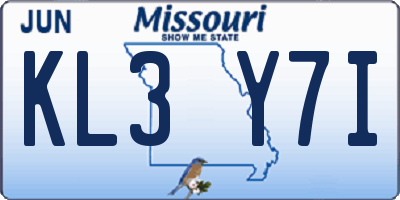 MO license plate KL3Y7I