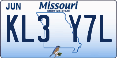 MO license plate KL3Y7L