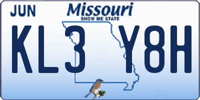 MO license plate KL3Y8H