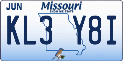 MO license plate KL3Y8I