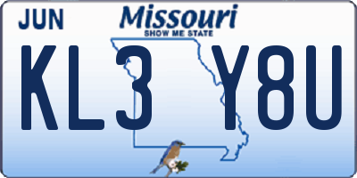 MO license plate KL3Y8U