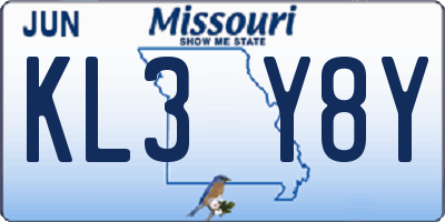 MO license plate KL3Y8Y