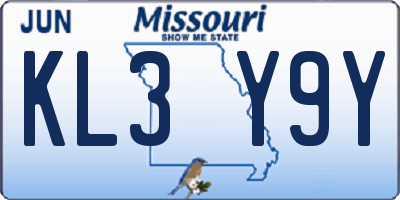 MO license plate KL3Y9Y