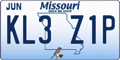 MO license plate KL3Z1P
