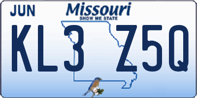 MO license plate KL3Z5Q