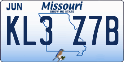 MO license plate KL3Z7B