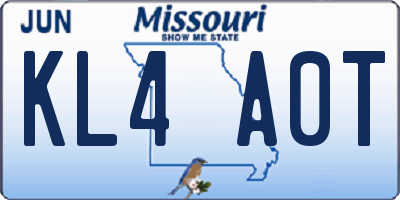 MO license plate KL4A0T