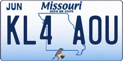 MO license plate KL4A0U