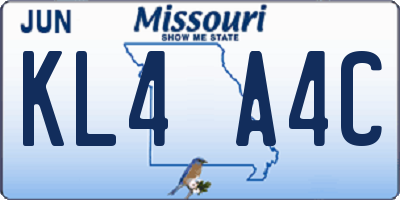 MO license plate KL4A4C