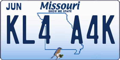 MO license plate KL4A4K