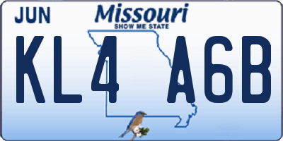 MO license plate KL4A6B