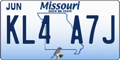 MO license plate KL4A7J