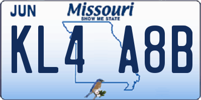 MO license plate KL4A8B