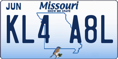 MO license plate KL4A8L