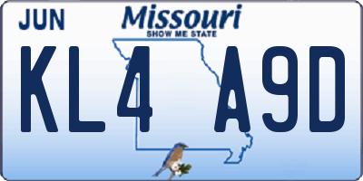 MO license plate KL4A9D