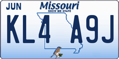 MO license plate KL4A9J
