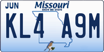 MO license plate KL4A9M