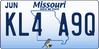 MO license plate KL4A9Q