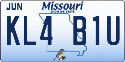 MO license plate KL4B1U