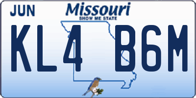 MO license plate KL4B6M