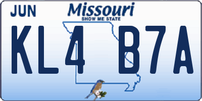MO license plate KL4B7A