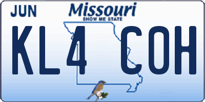 MO license plate KL4C0H