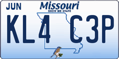 MO license plate KL4C3P