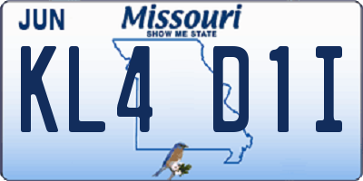 MO license plate KL4D1I