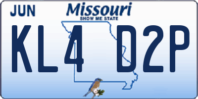 MO license plate KL4D2P