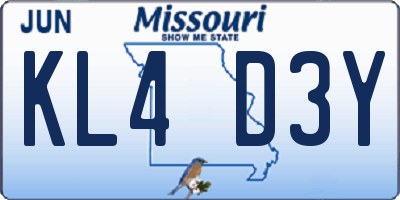 MO license plate KL4D3Y